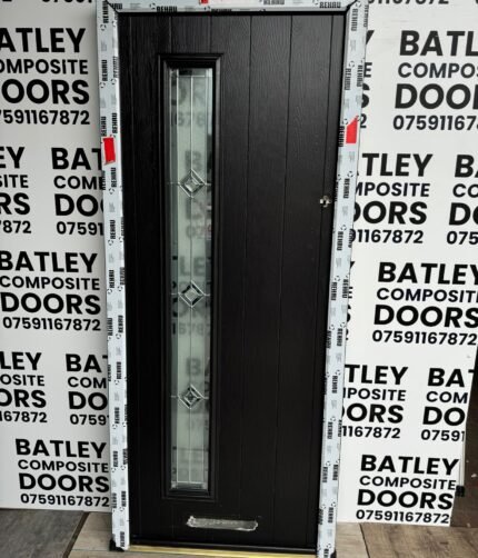 BLACK EXTERNAL COMPOSITE DOOR FINGER PULL WITH MATCHING FRAME 900X2100MM #1206