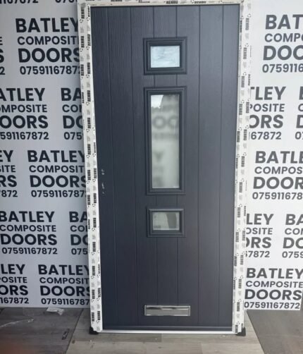 EXTERNAL ANTHRACITE GREY COMPOSITE DOOR WITH WHITE FRAME 1000X2120MM #1284