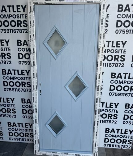 DUCK EGG BLUE EXTERNAL COMPOSITE DOOR WITH WHITE FRAME 905X2065MM #1797