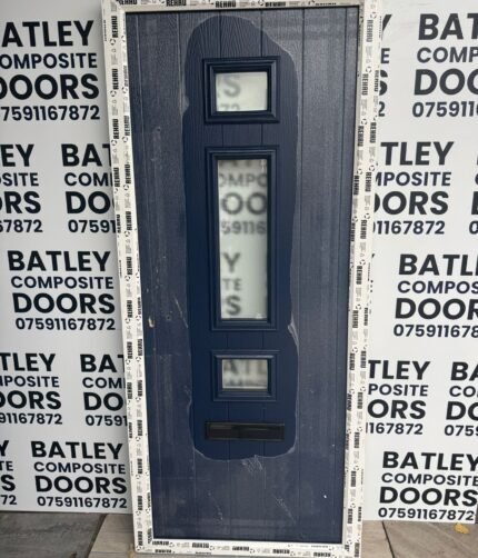 NAVY COMPOSITE LEVER HANDLE DOOR WITH WHITE FRAME 905X2085MM #1849