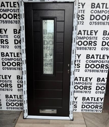 BLACK COMPOSITE LEVER HANDLE DOOR WITH MATCHING FRAME 900X2050MM #1861