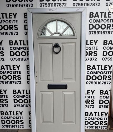 PEARL GREY EXTERNAL COMPOSITE DOOR LEVER HANDLE WITH MATCHING FRAME 865X2045MM #1937