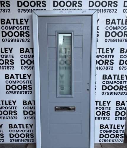 ELEPHANT GREY EXTERNAL COMPOSITE DOOR LEVER HANDLE WITH MATCHING FRAME 890X2105MM #1948