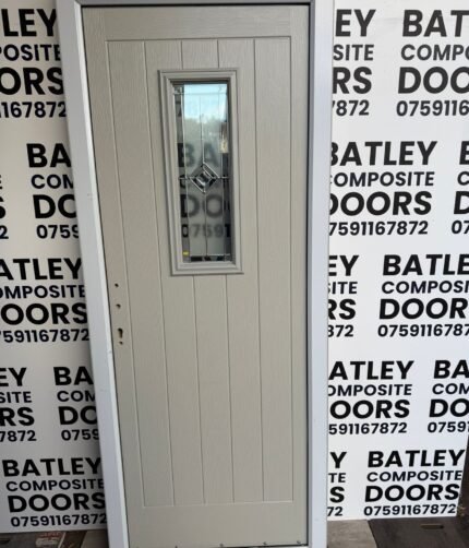 PEARL GREY EXTERNAL COMPOSITE DOOR LEVER HANDLE WITH MATCHING FRAME 845X2084MM #1981