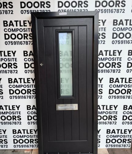 BLACK EXTERNAL COMPOSITE DOOR FINGER PULL HANDLE WITH MATCHING FRAME 885X2085MM #1986