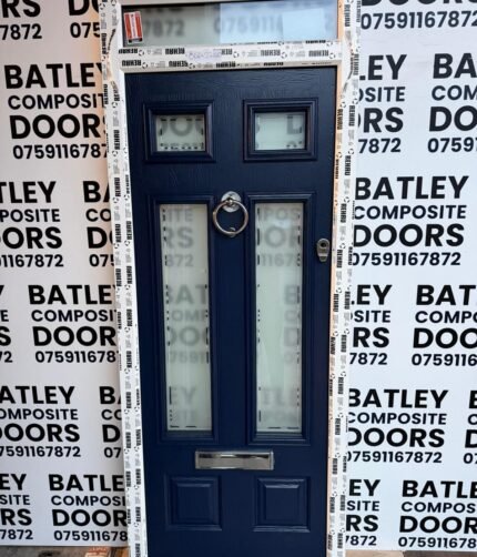 FRENCH NAVY BLUE EXTERNAL COMPOSITE DOOR FINGER PULL HANDLE WITH WHITE FRAME 862X2240MM #1988