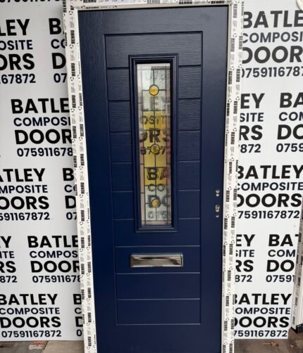 NAVY BLUE EXTERNAL COMPOSITE DOOR LEVER HANDLE WITH WHITE FRAME 898X2088MM #2020