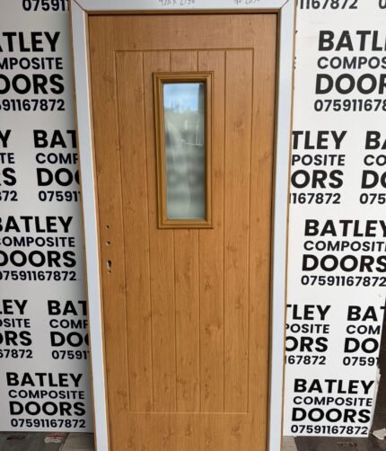 OAK EXTERNAL COMPOSITE DOOR LEVER HANDLE WITH MATCHING FRAME 920X2130MM #2036