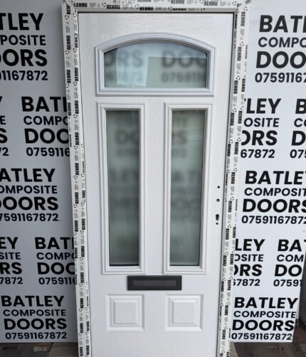 WHITE BLUE EXTERNAL COMPOSITE DOOR LEVER HANDLE WITH WHITE FRAME 910X2067MM #2041