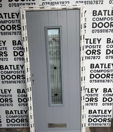 ELEPHANT GREY EXTERNAL COMPOSITE DOOR LEVER HANDLE WITH WHITE FRAME 935X2082MM #2046