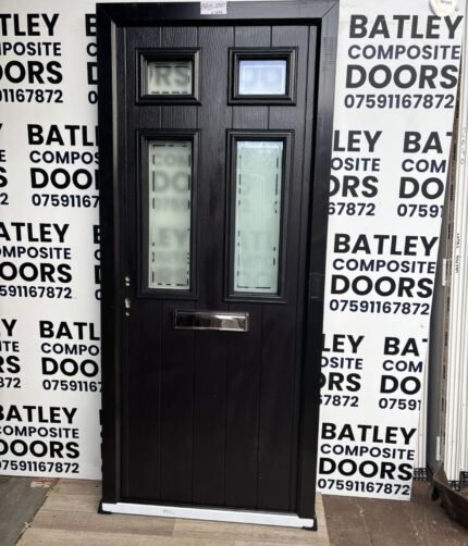 BLACK EXTERNAL COMPOSITE DOOR LEVER HANDLE WITH MATCHING FRAME 885X2020MM #2053