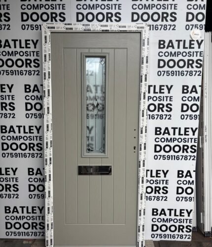 SAGE EXTERNAL COMPOSITE DOOR LEVER HANDLE WITH WHITE FRAME 952X2120MM #2055