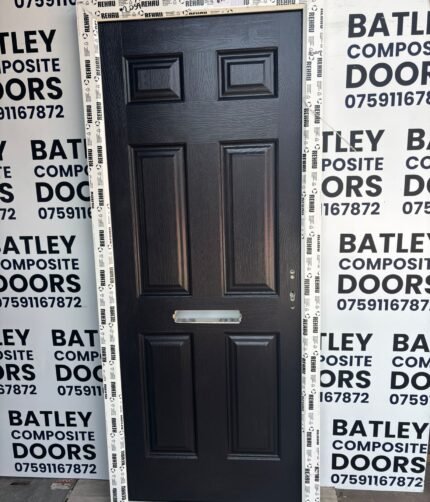 BLACK EXTERNAL COMPOSITE DOOR LEVER HANDLE WITH WHITE FRAME 892X2092MM #2059