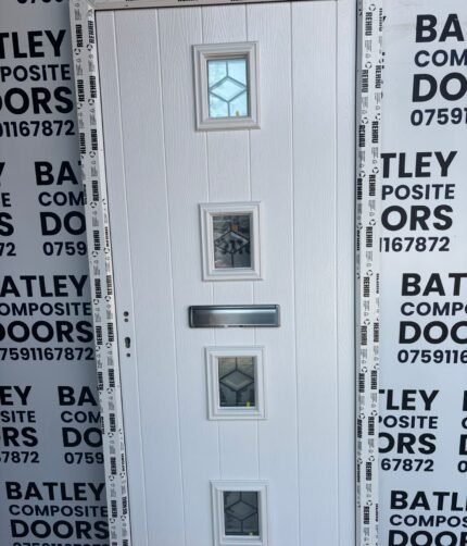 WHITE EXTERNAL COMPOSITE DOOR LEVER HANDLE WITH MATCHING FRAME 943X2111MM #2062