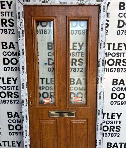 OAK EXTERNAL COMPOSITE DOOR LEVER HANDLE WITH MATCHING FRAME 896X2115MM #2064