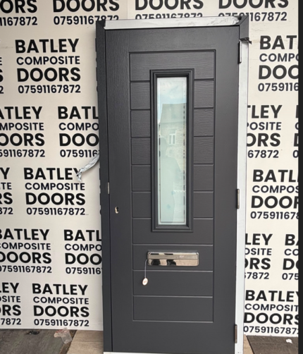 ANTHRACITE GREY EXTERNAL COMPOSITE DOOR LEVER HANDLE WITH MATCHING FRAME 888MMX2090MM #2255