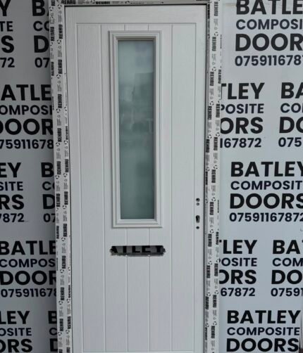 EXTERNAL ELEPHANT GREY COMPOSITE DOOR WITH WHITE FRAME 823X2038MM #2303