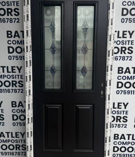 EXTERNAL BLACK COMPOSITE DOOR WITH WHITE FRAME 954X2050MM #2306