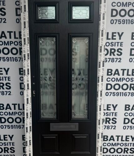 EXTERNAL BLACK COMPOSITE DOOR WITH WHITE FRAME 862X2080MM #2320